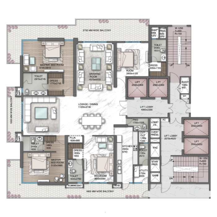 Central Park Delphine 4 BHK Floor Plan